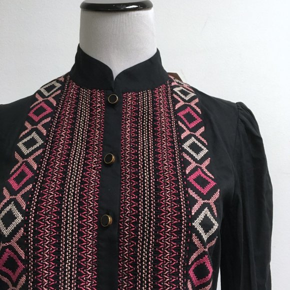 Alice by Temperley siesta black tunic embroidered shirt 4 Anthropologie NWT - Picture 4 of 11